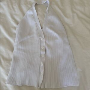 Abercrombie & Fitch White Ribbed Halter Tank